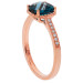 9ct Rose Gold London Blue Topaz & Diamond Cushion Ring