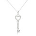 9ct White Gold Diamond Key Pendant