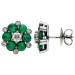 18ct White Gold Emerald & Diamond Cluster Earrings