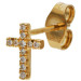  9ct Yellow Gold & Diamond Cross Single Stud Earring