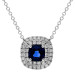 18ct White Gold Diamond & Sapphire Pendant Necklace