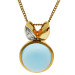 18ct Yellow Gold Sky Blue Topaz & Diamond Cabochon Pendant