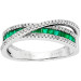18ct White Gold Emerald & Diamond Crossover Fancy Ring-N