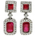 9ct White Gold Diamond & 1.16ct Ruby Earrings