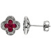 9ct White Gold Ruby & Diamond Quatrefoil Halo Stud Earrings