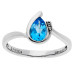 9ct White Gold Blue Topaz & Diamond Curl Ring