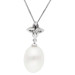 18ct White Gold Pearl & Diamond Flower Drop Pendant