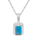 9ct White Gold London Blue Topaz Octagonal Solitaire Pendant Necklace