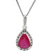 9ct White Gold Ruby & Diamond Pear Shaped Cluster Pendant