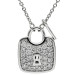 18ct White Gold Diamond Padlock & Key Necklace