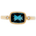 9ct Yellow Gold London Blue Topaz & Diamond Fancy Trilogy Ring