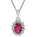 18ct White Gold 0.60ct Ruby & 0.25ct Diamond Cluster Pendant