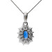 18ct White Gold 0.50ct Sapphire & 0.25ct Diamond Cluster Pendant