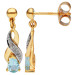 9ct Yellow Gold Aquamarine & Diamond Infinity Drop Earrings