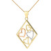  9ct Yellow,White & Rose Gold Diamond Shaped Heart Pendant
