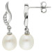 Sterling Silver, Cubic Zirconia & Pearl Drop Earrings