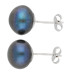 Silver 10mm Freshwater Black Button Pearl Earrings