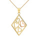  9ct Yellow,White & Rose Gold Diamond Shaped Heart Pendant