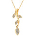 9ct Yellow Gold & Diamond Leaf Drop Pendant
