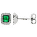 18ct White Gold Diamond & Emerald Earrings