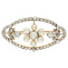 Vintage Cultured Pearl & Diamond Brooch
