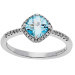 9ct White Gold Aquamarine & Diamond Halo Cluster Ring