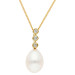 18ct Yellow Gold 7.5-8mm Teardrop Cultured River Pearl & Diamond Pendant