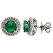 18ct White Gold Diamond & 1.28ct Emerald Earrings