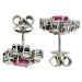 Certified 14ct White Gold Ruby & Diamond Cluster Earrings