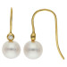 18ct Yellow Gold Cultured Pearl & Diamond Drop Earrings 