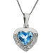 Swiss Blue Topaz, Diamond & 9ct White Gold Heart Pendant