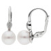 18ct White Gold Pearl & Diamond Drop Earrings