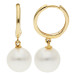 9ct Yellow Gold Cultured Pearl Hoop Drop Earrings