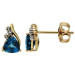 9ct Yellow Gold London Blue Topaz & Diamond Stud Earrings
