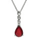 9ct White Gold Ruby & Diamond Pear Shape Drop Pendant Necklace