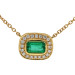 18ct Yellow Gold Emerald & Diamond Rectangular Halo Pendant