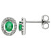 9ct White Gold Diamond & Emerald Earrings