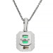18ct White Gold Diamond & Emerald Pendant
