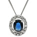 9ct White Gold Sapphire & Diamond Pendant