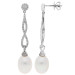 18ct White Gold Pearl & Diamond Infinity Drop Earrings