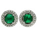 18ct White Gold Diamond & 1.28ct Emerald Earrings