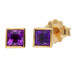 9ct Yellow Gold 3mm Amethyst Solitaire Square Shape Stud Earrings 
