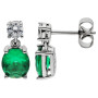 Diamonfire Green Cubic Zirconia Oval Sterling Silver Jewellery Set 