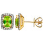 9ct Yellow Gold Peridot & Diamond Halo Jewellery Set
