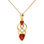 9ct Yellow Gold Garnet Celtic Style Pendant & Earrings Jewellery Set