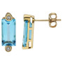 9ct Yellow Gold Swiss Blue Topaz & Diamond Jewellery Set