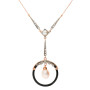 Handcrafted Italian Art Deco Inspired Pearl Diamond & Onyx Pendant & Drop Earrings Jewellery Set