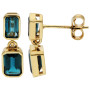 9ct Yellow Gold London Blue Topaz Double Drop Jewellery Set