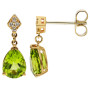 9ct Yellow Gold Peridot & Diamond Pear Shape Drop Pendant & Earrings Jewellery Set