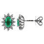 18ct White Gold Emerald & Diamond Oval Cluster Jewellery Set